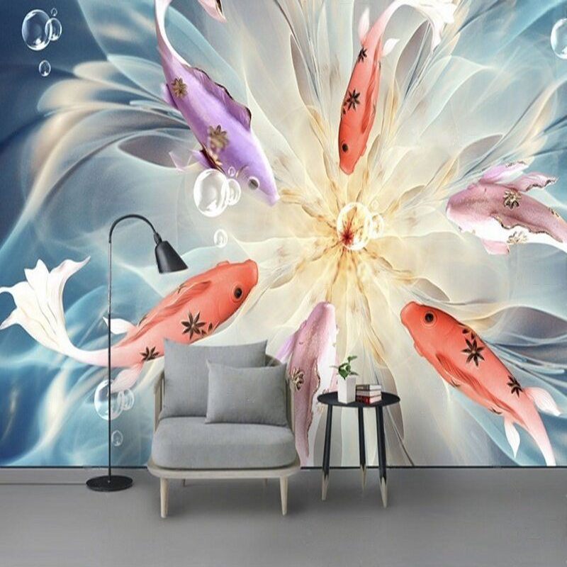 Poisson paon en relief moderne - Commercial Wallpaper Printing avis et prix