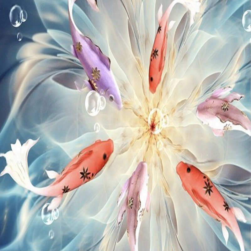 Poisson paon en relief moderne - Commercial Wallpaper Printing avis et prix